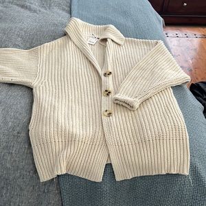 Cream 3 button Free People oversized sweater XS